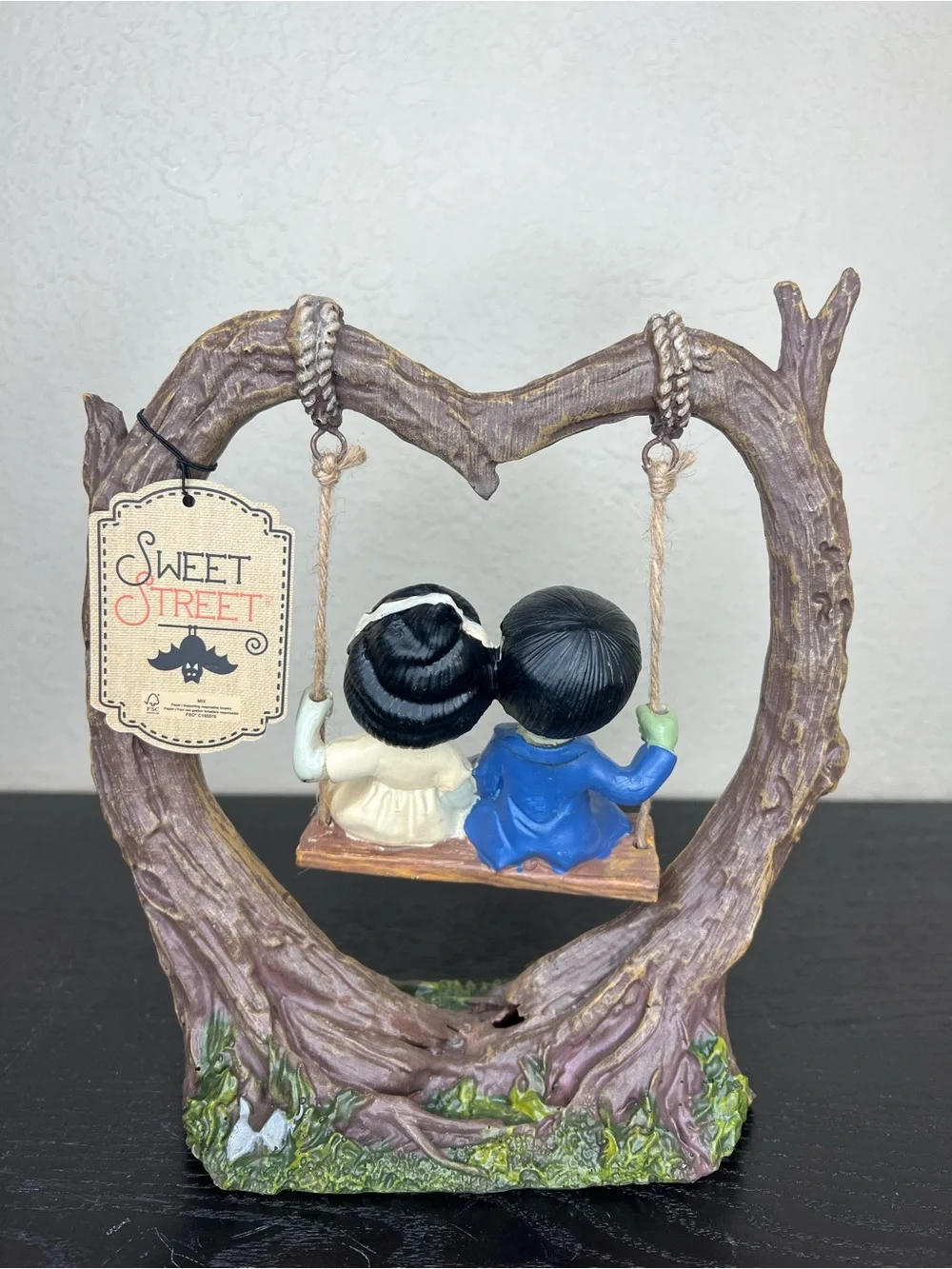 NEW Sweet Street Frankenstein & Bride of Frankenstein on Heart Swing Decor